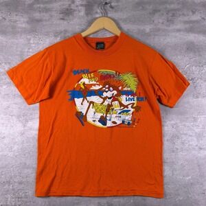 Vintage 80s Tropix Top Half T-Shirt Boxy Orange Beach Beer Babes Graphic Mens L